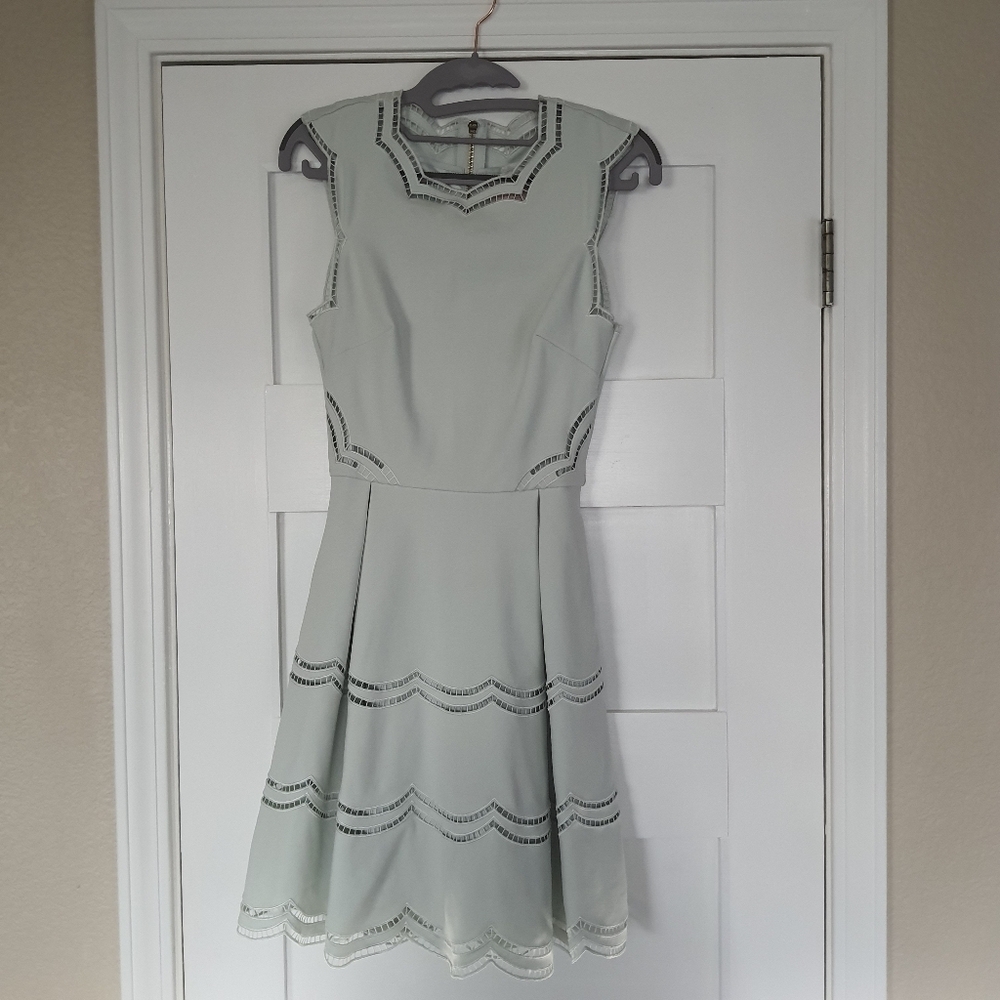 Ted Baker London Embroidered Tiered Skater Dress Ted Size 0 (US 2) Mint Cutwork - Picture 9 of 12